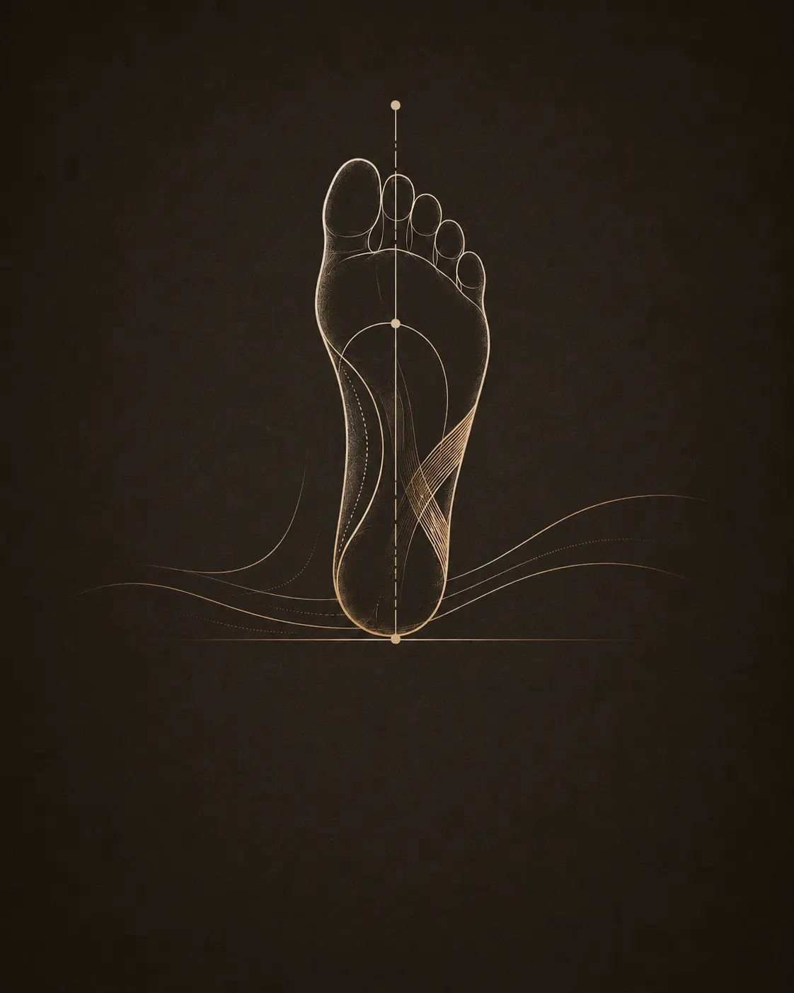 Ilustrace chodidla a jeho osy